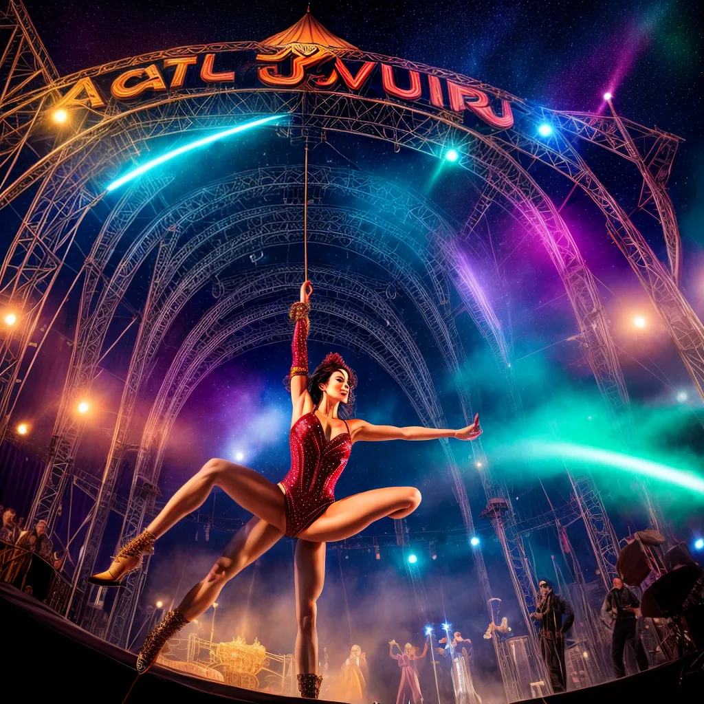 Fotos circo mistico noite estrelada contorcionista fogo