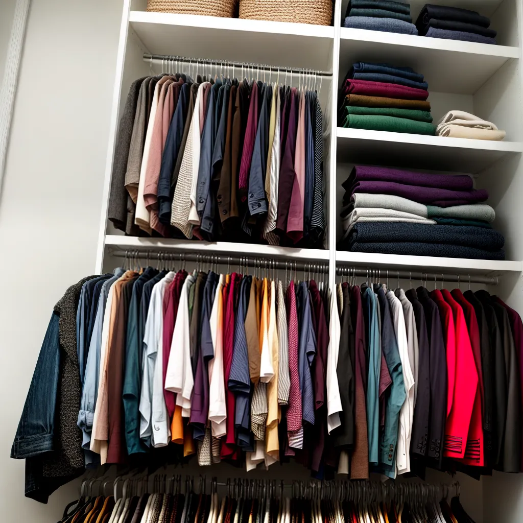 Fotos closet organizado roupas coordenadas