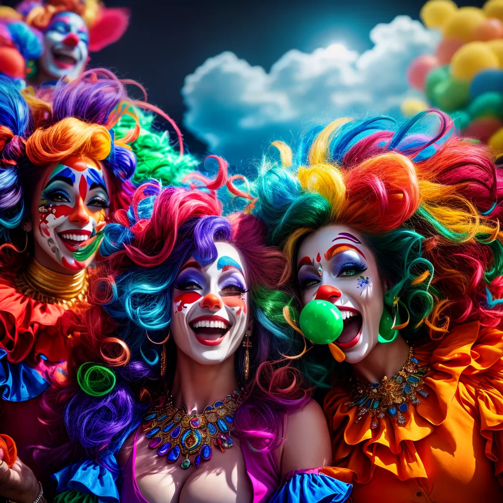 Fotos clowns sorridentes coloridos alegria