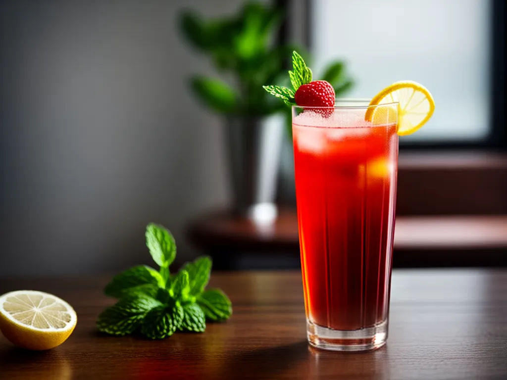 Fotos cocktail vermelho refrescante limao hortela