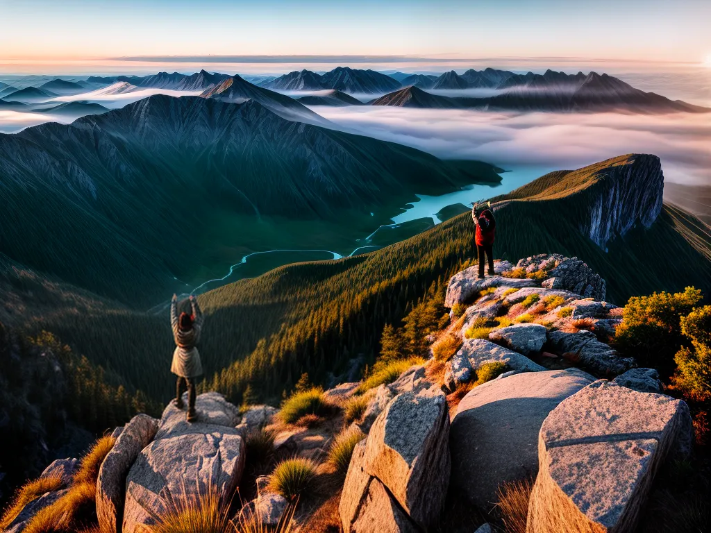 Fotos conquista pessoa topo montanha paisagem