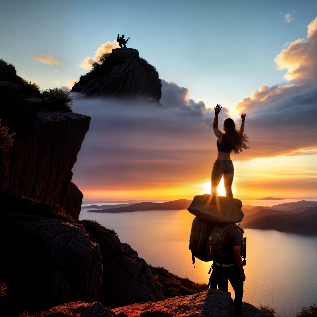 Triunfos e Desafios: Em Busca de Conquistas e Inspirações 4 Fotos conquista por do sol montanha 1