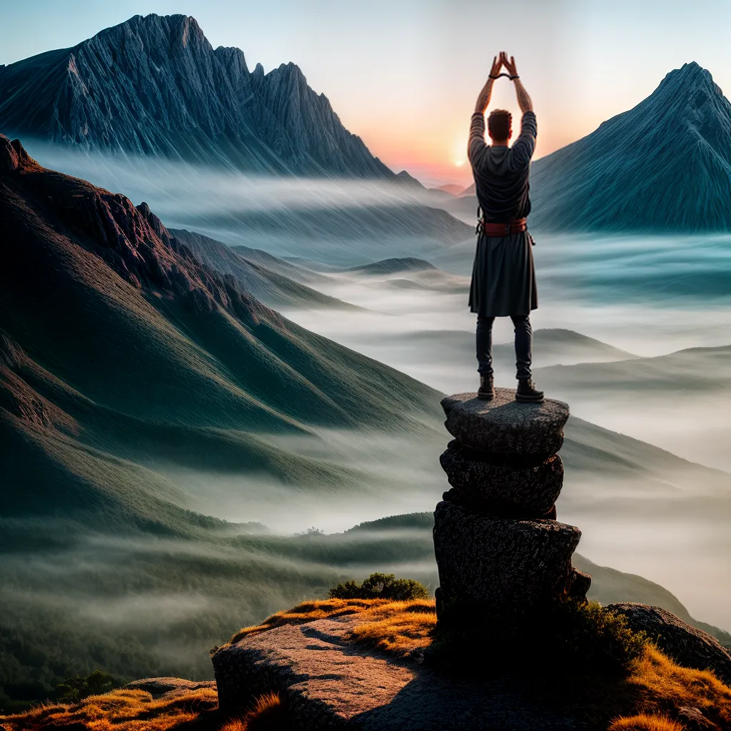 Triunfos e Desafios: Em Busca de Conquistas e Inspirações 3 Fotos conquista por do sol montanha