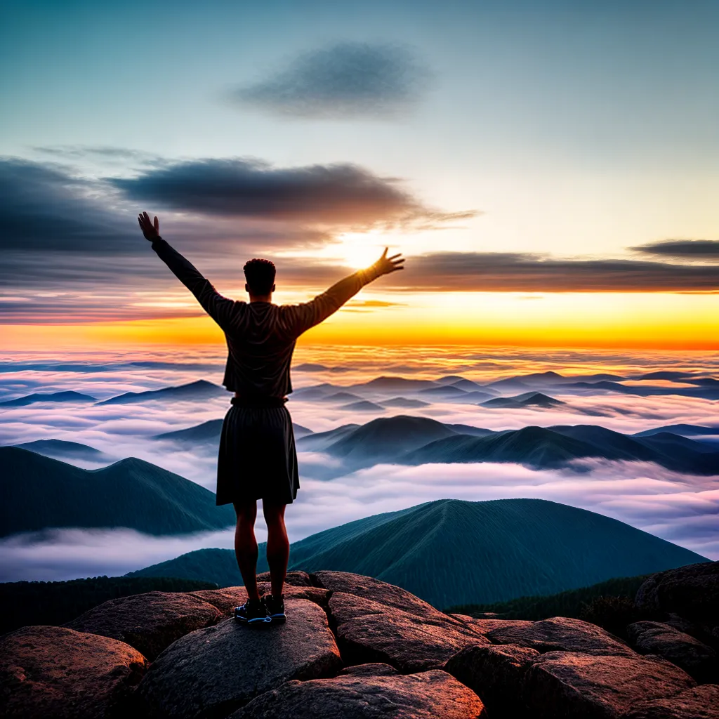 Triunfos e Desafios: Em Busca de Conquistas e Inspirações 5 Fotos conquista por do sol sombra