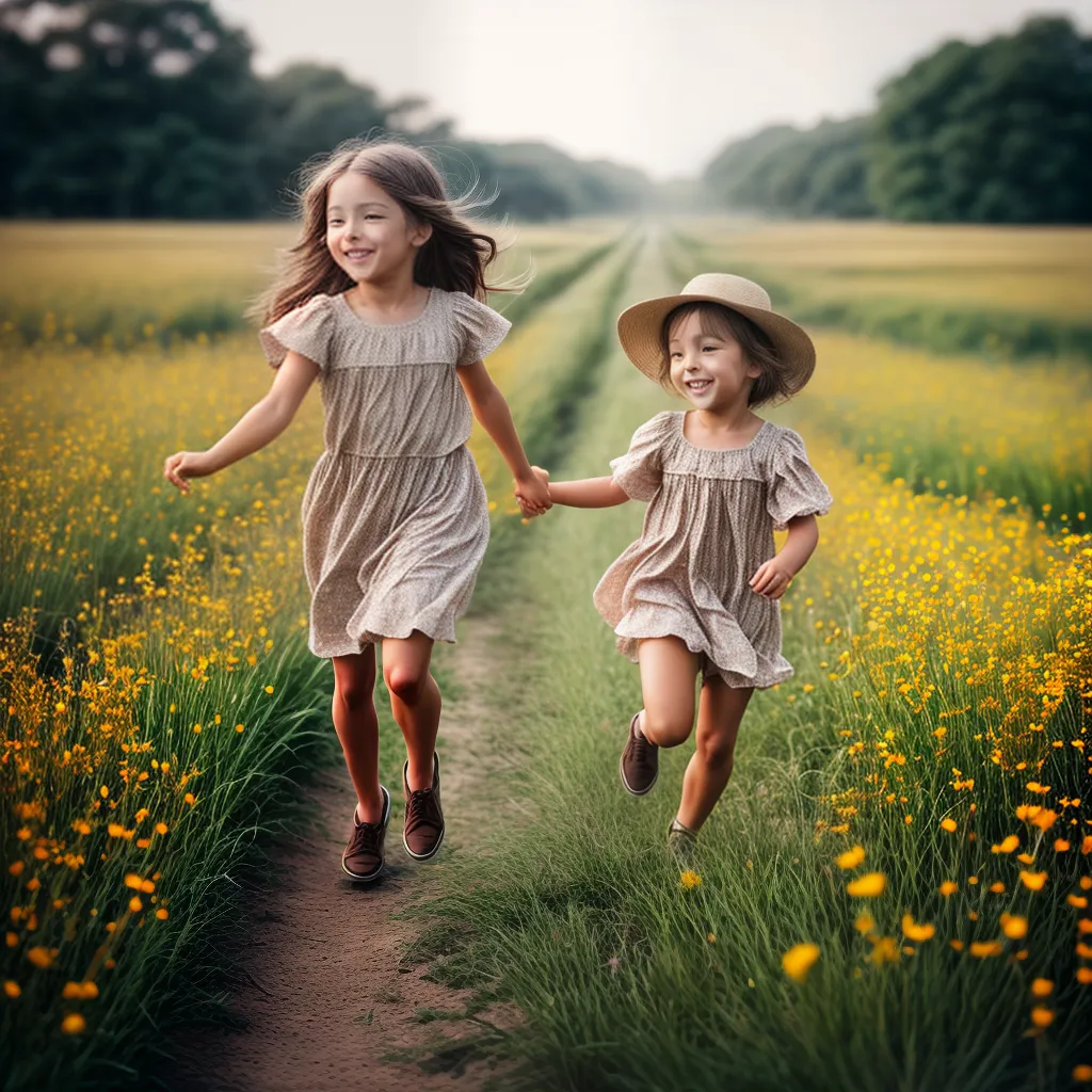 Fotos correr campo infancia flores