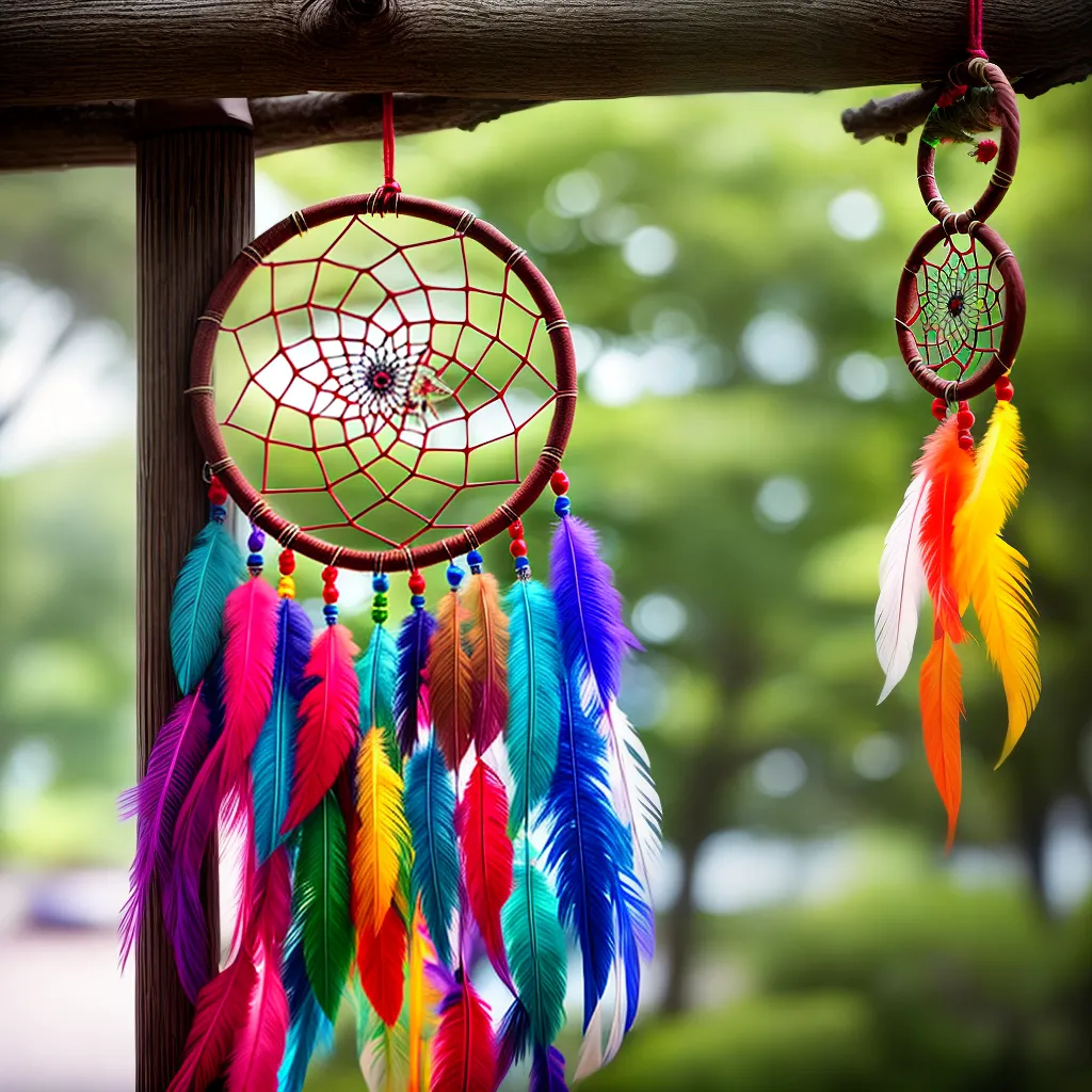 Fotos dream catcher colorido penas tecido