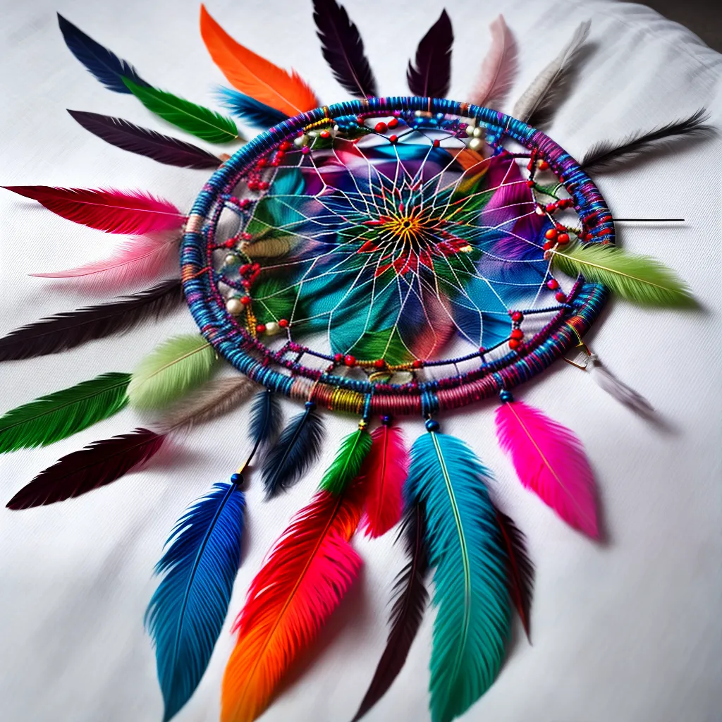 Fotos dreamcatcher colorido penas intrincado