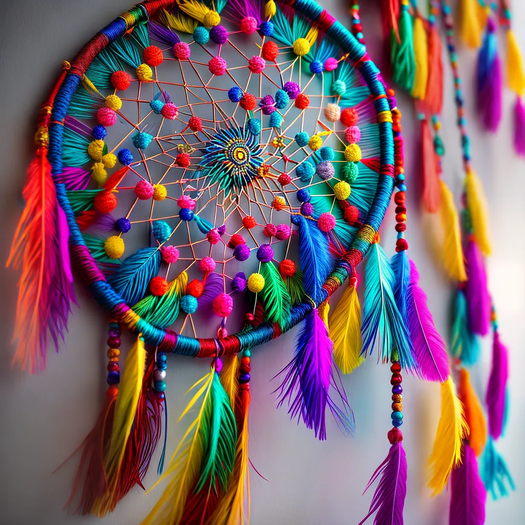 Fotos dreamcatcher colorido sol feathers