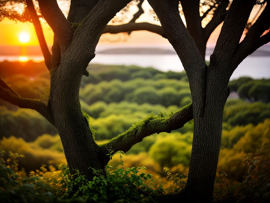 Fotos emaranhado ramos por do sol misterio