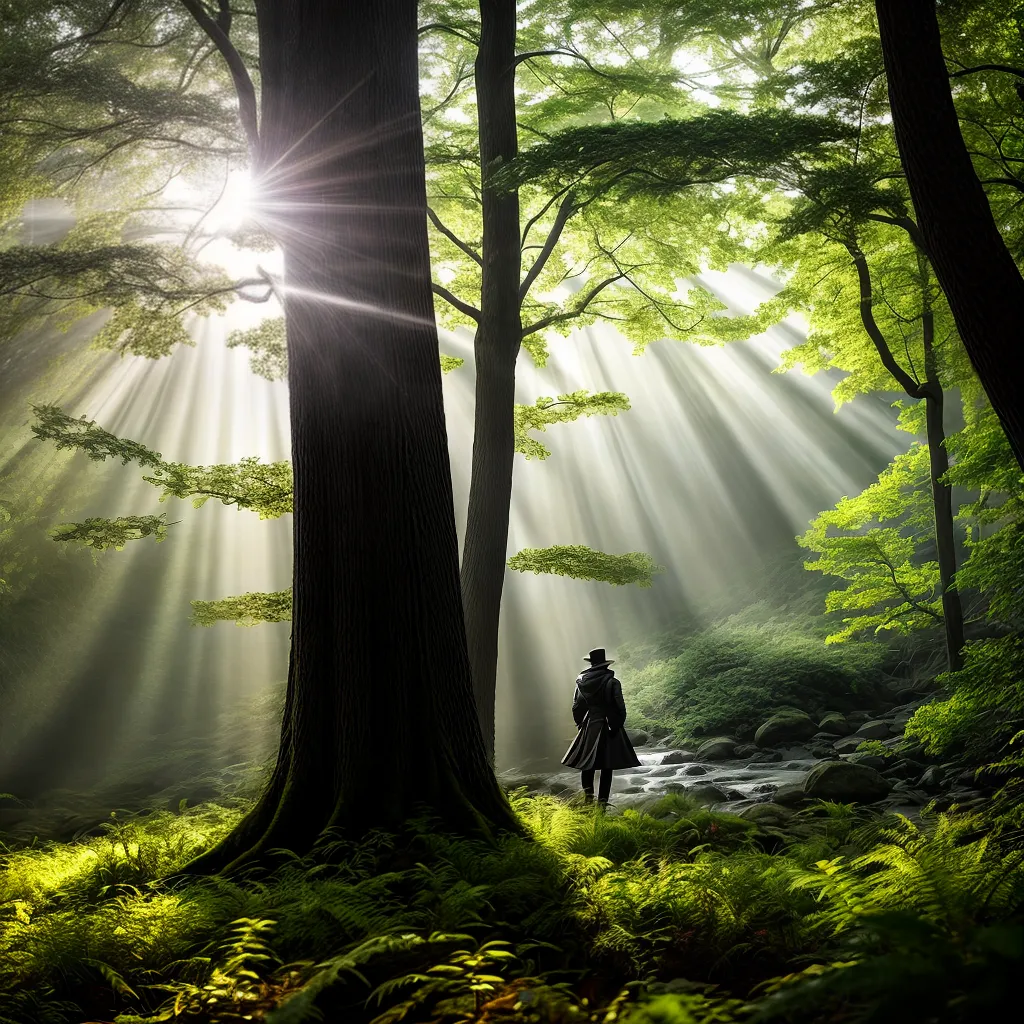 Fotos explorador misterioso floresta nevoeiro