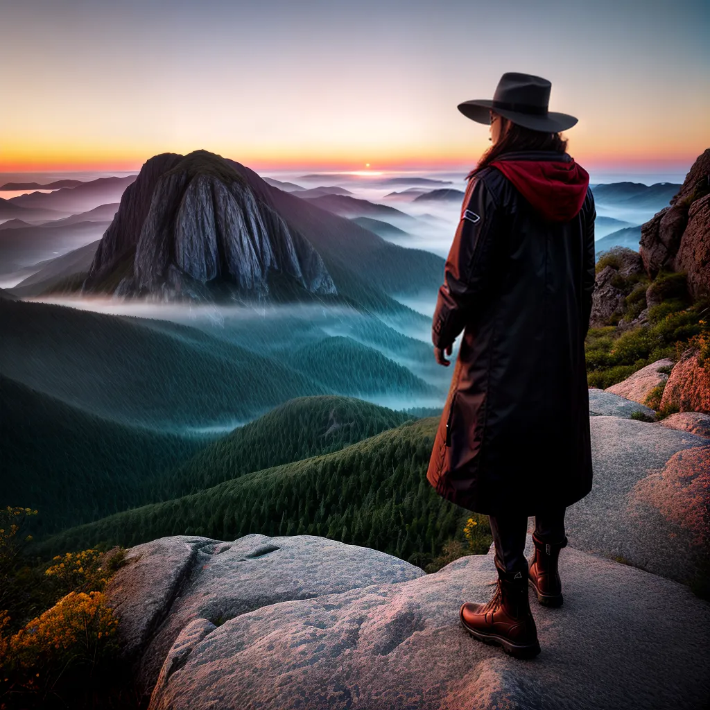 Fotos explorador misterioso pico montanha por do sol