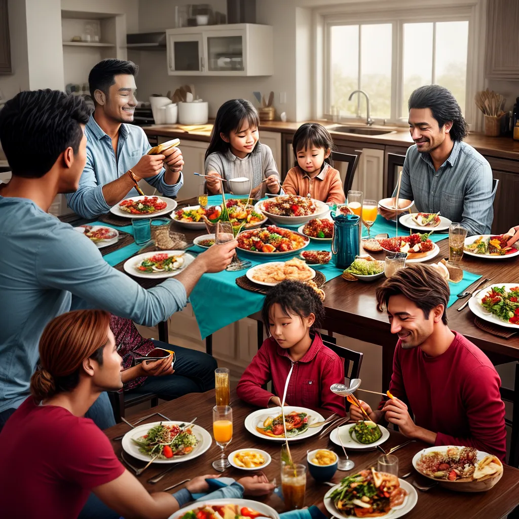 Fotos familia mesa utensilios sonhos