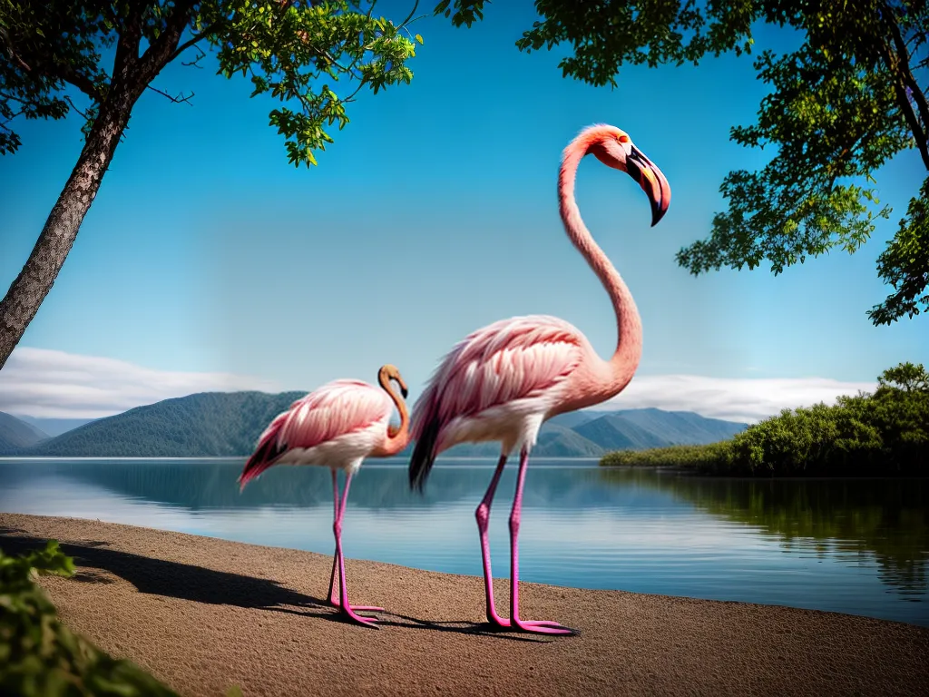 Fotos flamingo rosa lago sereno 1