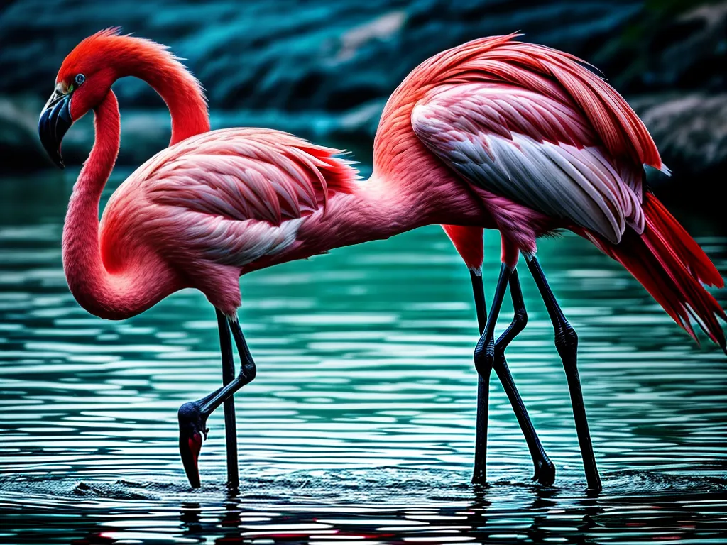 Fotos flamingo rosa lago sereno