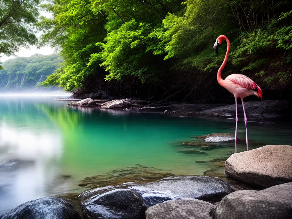 Fotos flamingo rosa lagoa verde sonhos