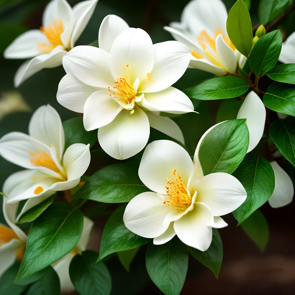 Fotos flor jasmim branco folhas verdes