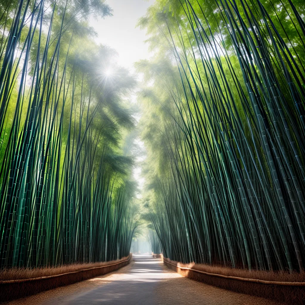 Fotos floresta bambu mistica luz sol