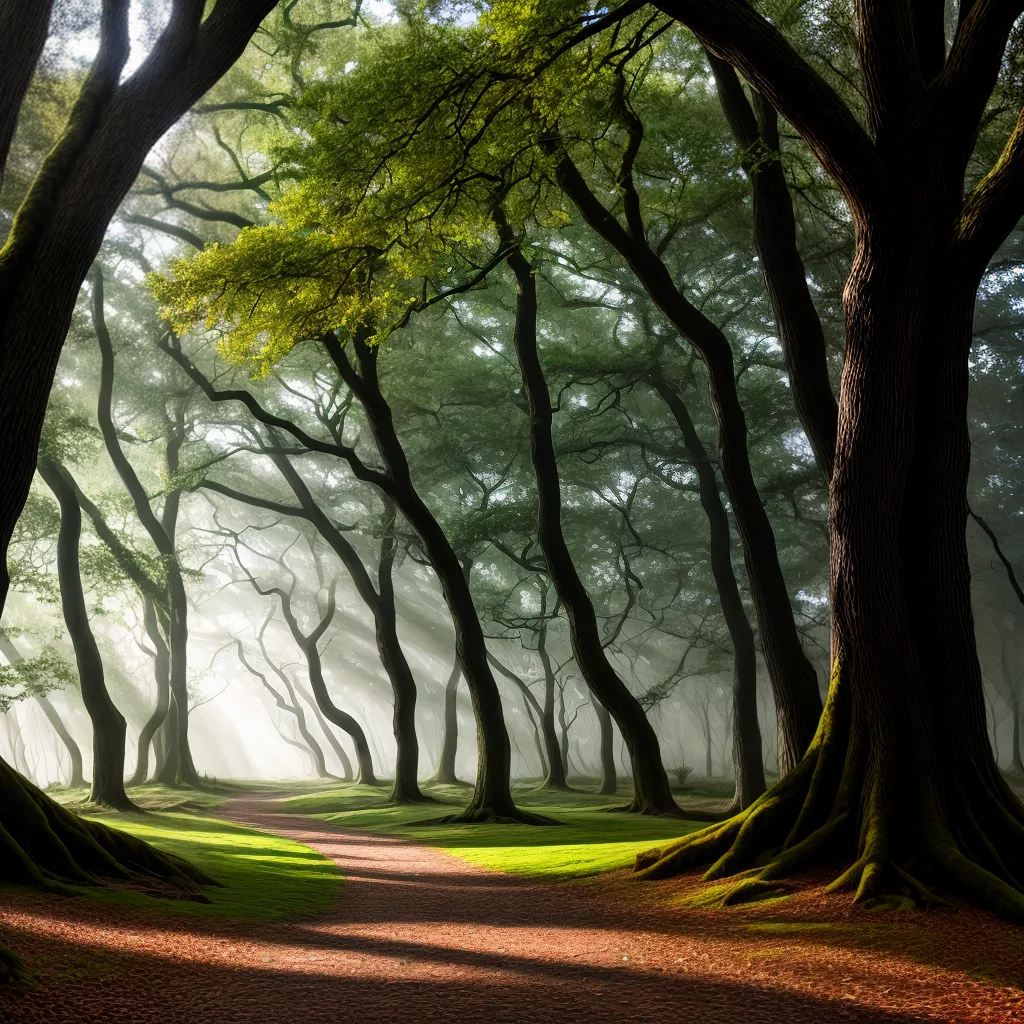 Fotos floresta crepusculo oak misterio