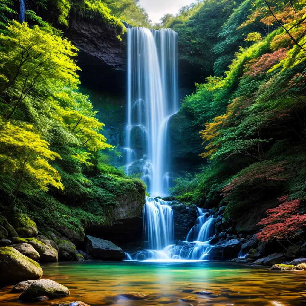 Fotos floresta encantada arvore flores cascata