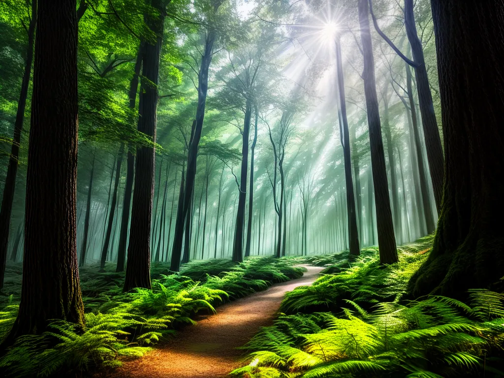 Fotos floresta encantada mistica raios solares