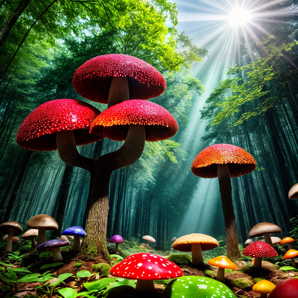 Sonhar com Cogumelos: Desvendando os Mistérios do Subconsciente 2 Fotos floresta encantada raios sol cogumelos