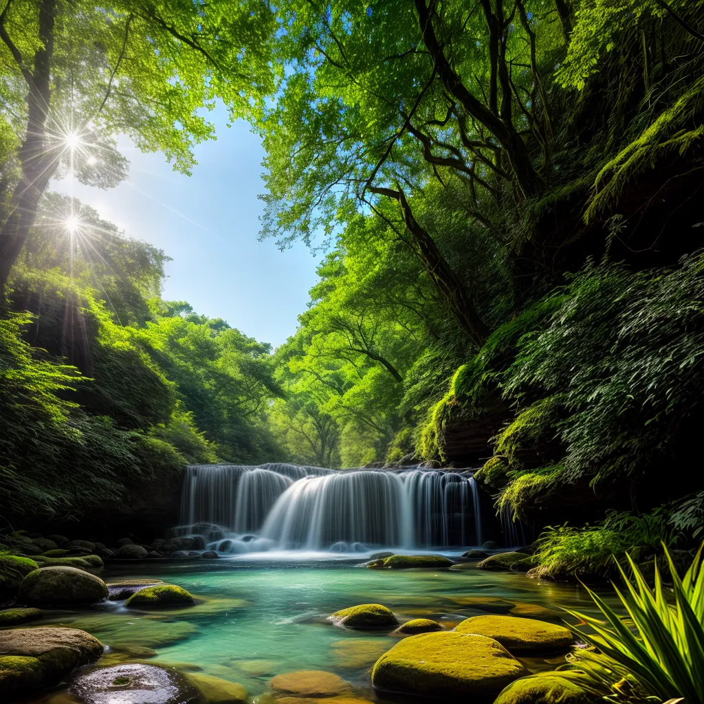 Desvende os Mistérios do Subconsciente: Significado de Sonhar com Riachos Encantadores 5 Fotos floresta encantada rio luz sol