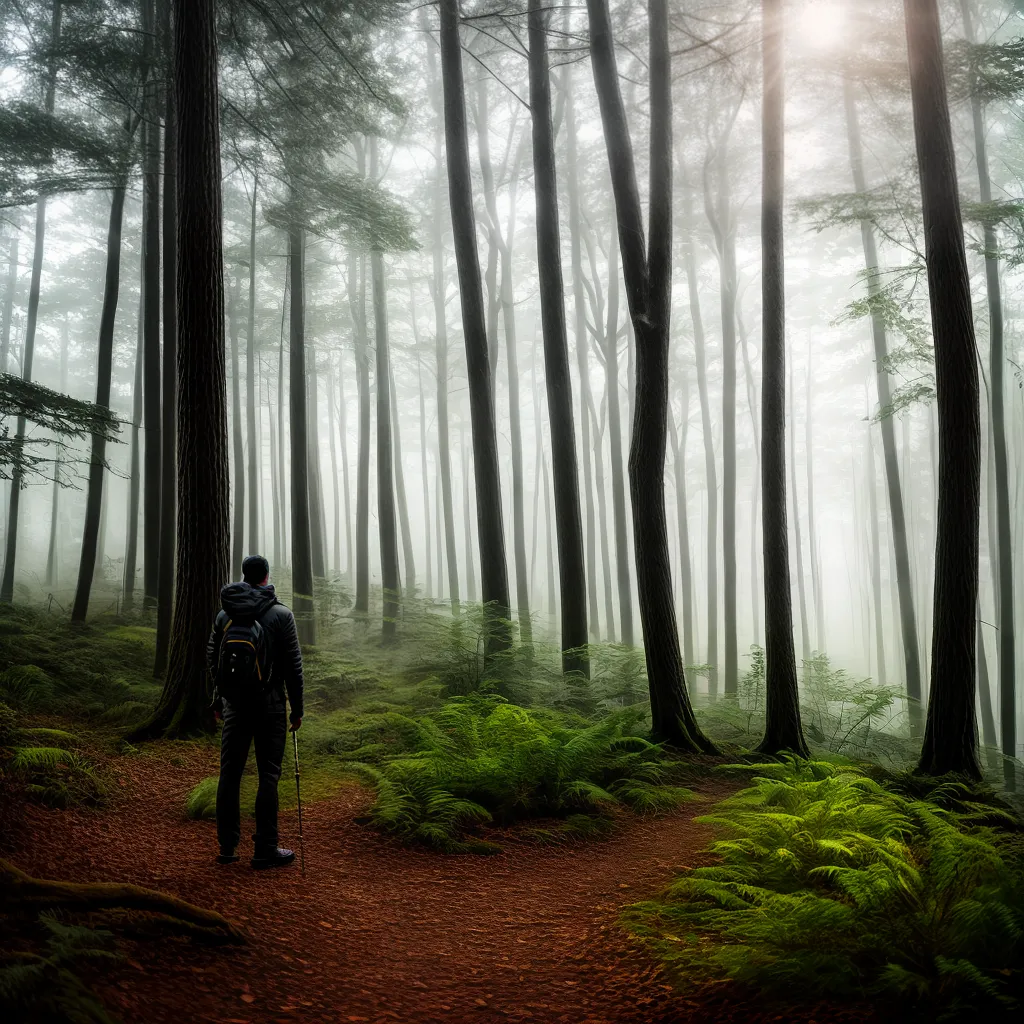 Fotos floresta misteriosa raios dourados