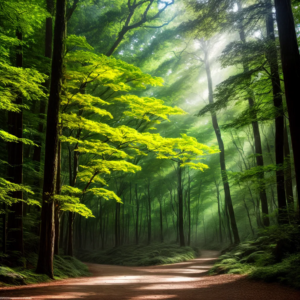 Fotos floresta misteriosa sol dourado