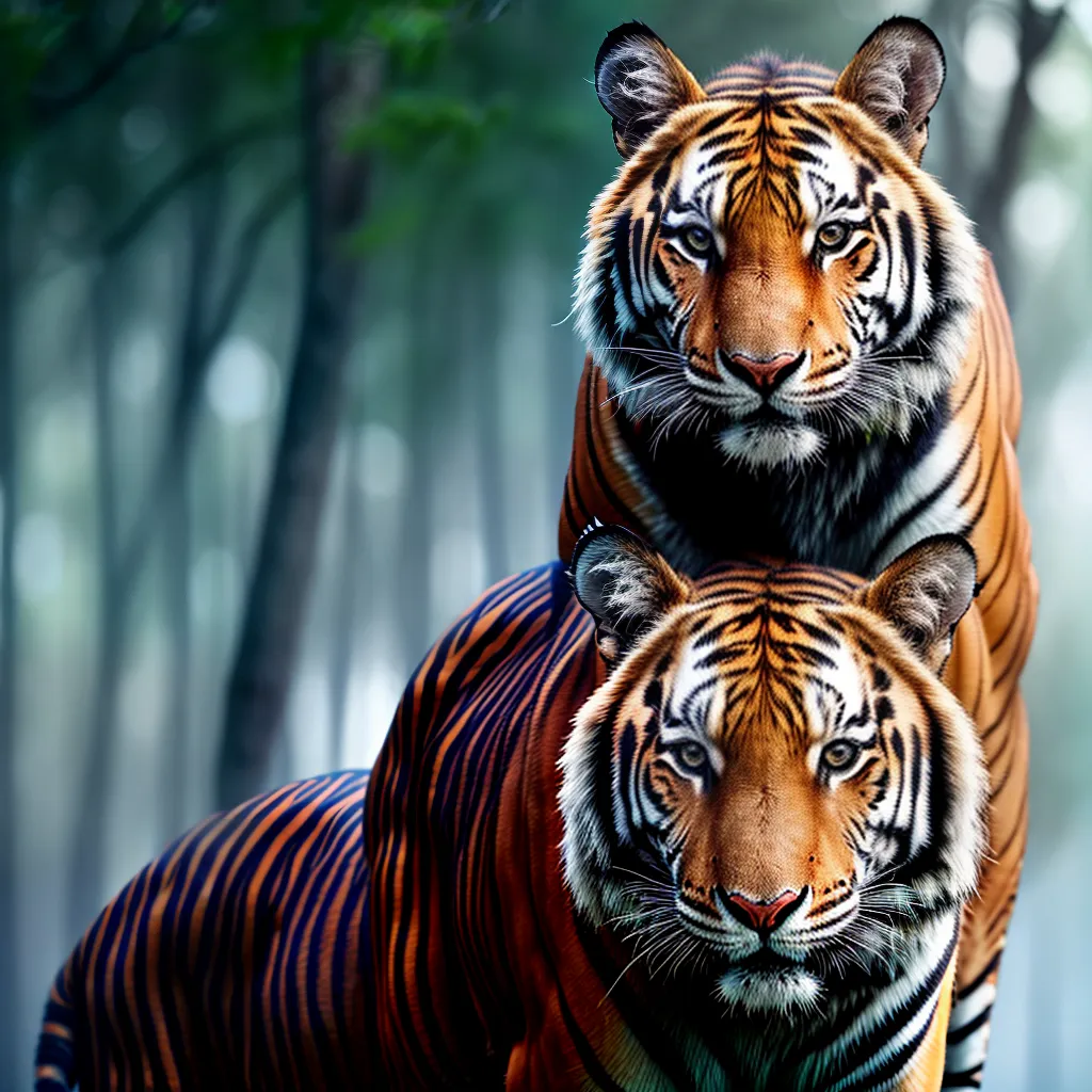 Fotos floresta mistica crepusculo tigre majestoso