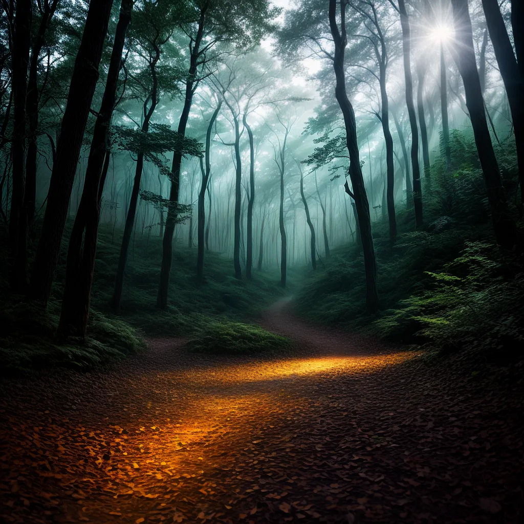 10. Os segredos ocultos por trás dos sepultamentos nos sonhos 6 Fotos floresta noturna lua cheia caminho tumulos