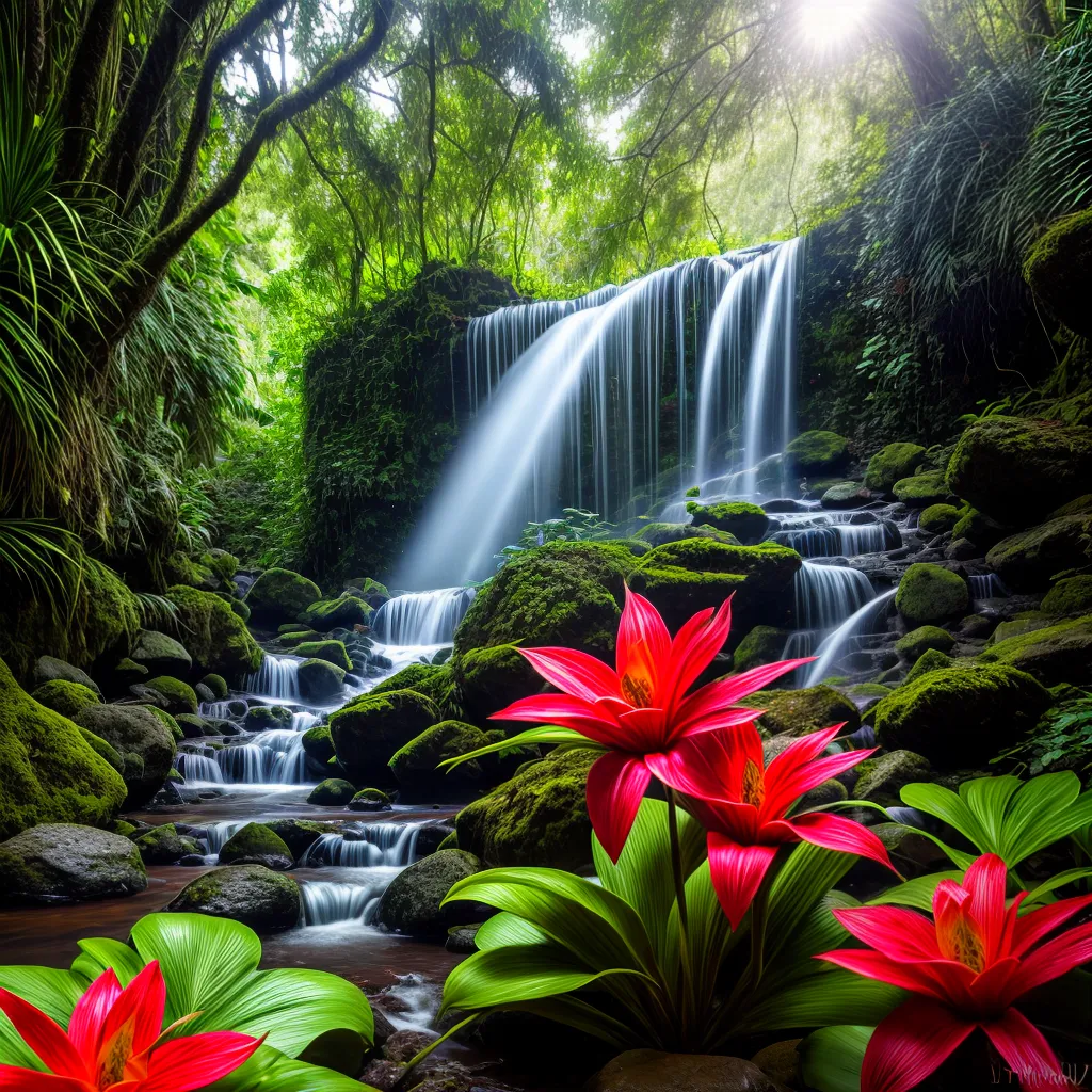 Fotos floresta tropical raios sol bromelia