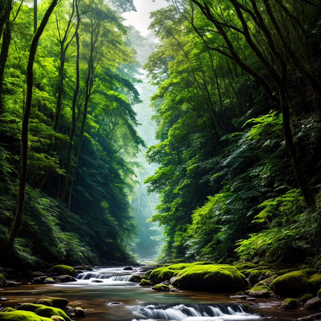 Qual o Significado de Sonhar com Guarda-chuva? 4 Fotos floresta verde rio luz sombra