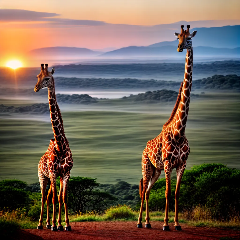 Fotos girafa por do sol majestosa 1