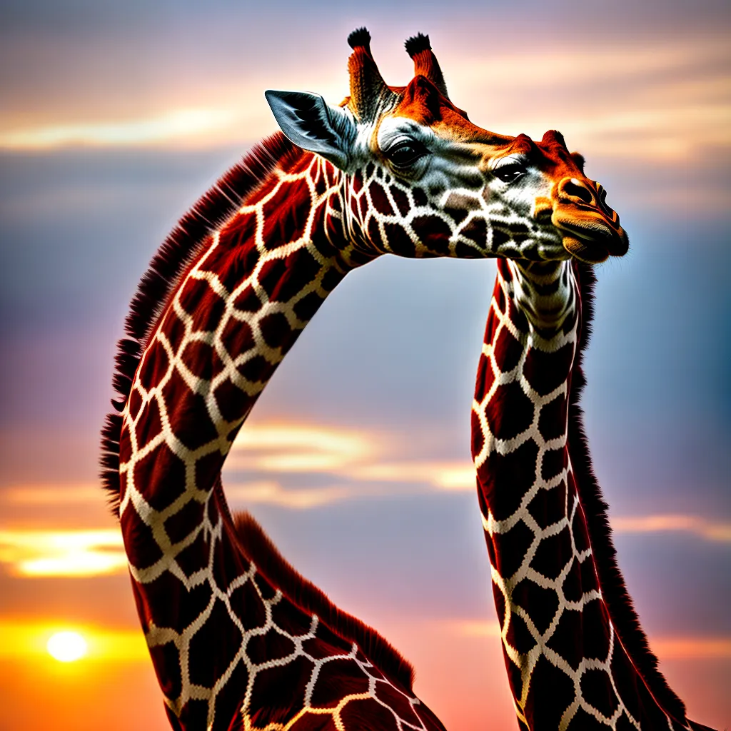 Fotos girafa por do sol majestosa 2