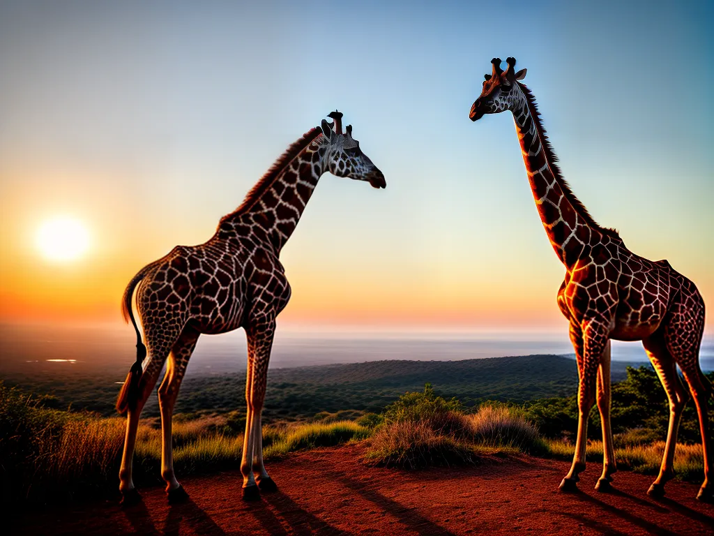 Fotos girafa por do sol majestosa 4