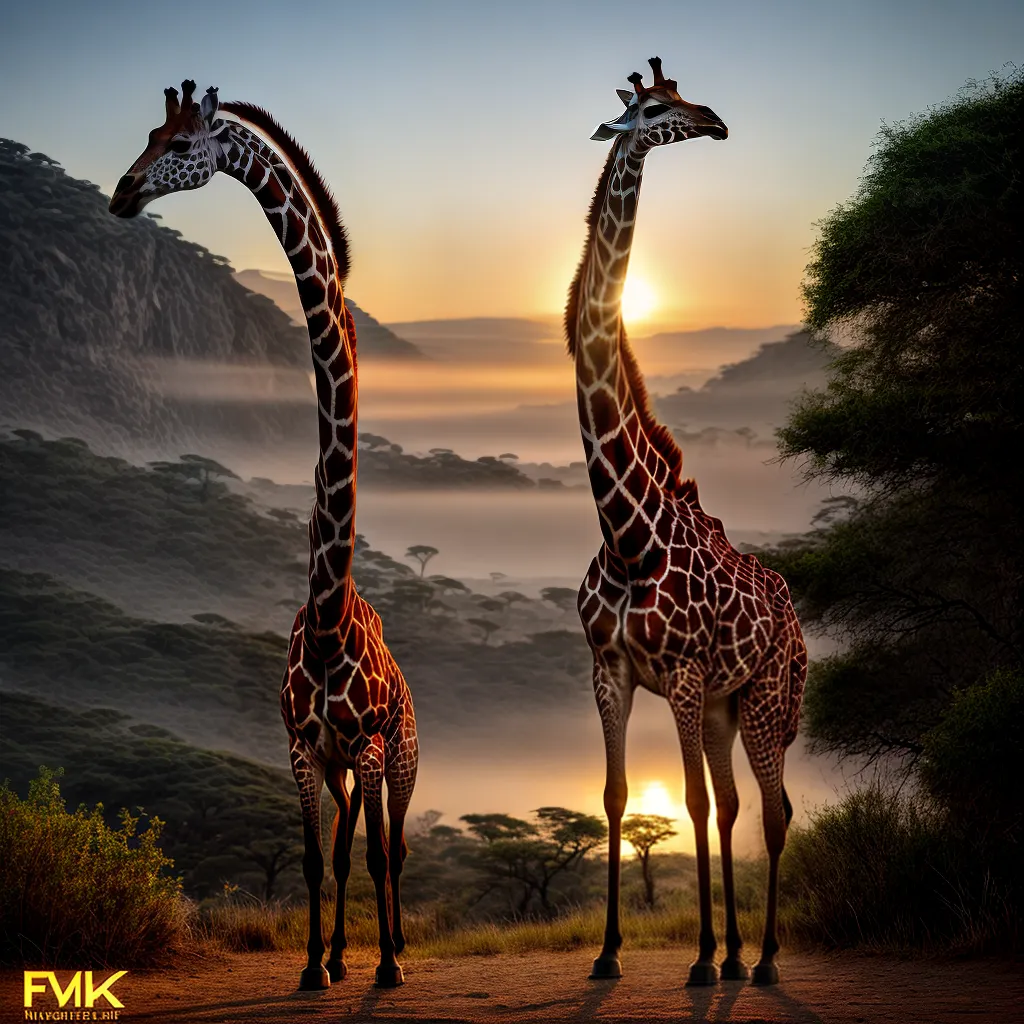 Fotos girafa por do sol majestosa