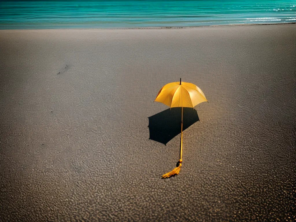 Fotos guarda chuva amarelo praia deserta