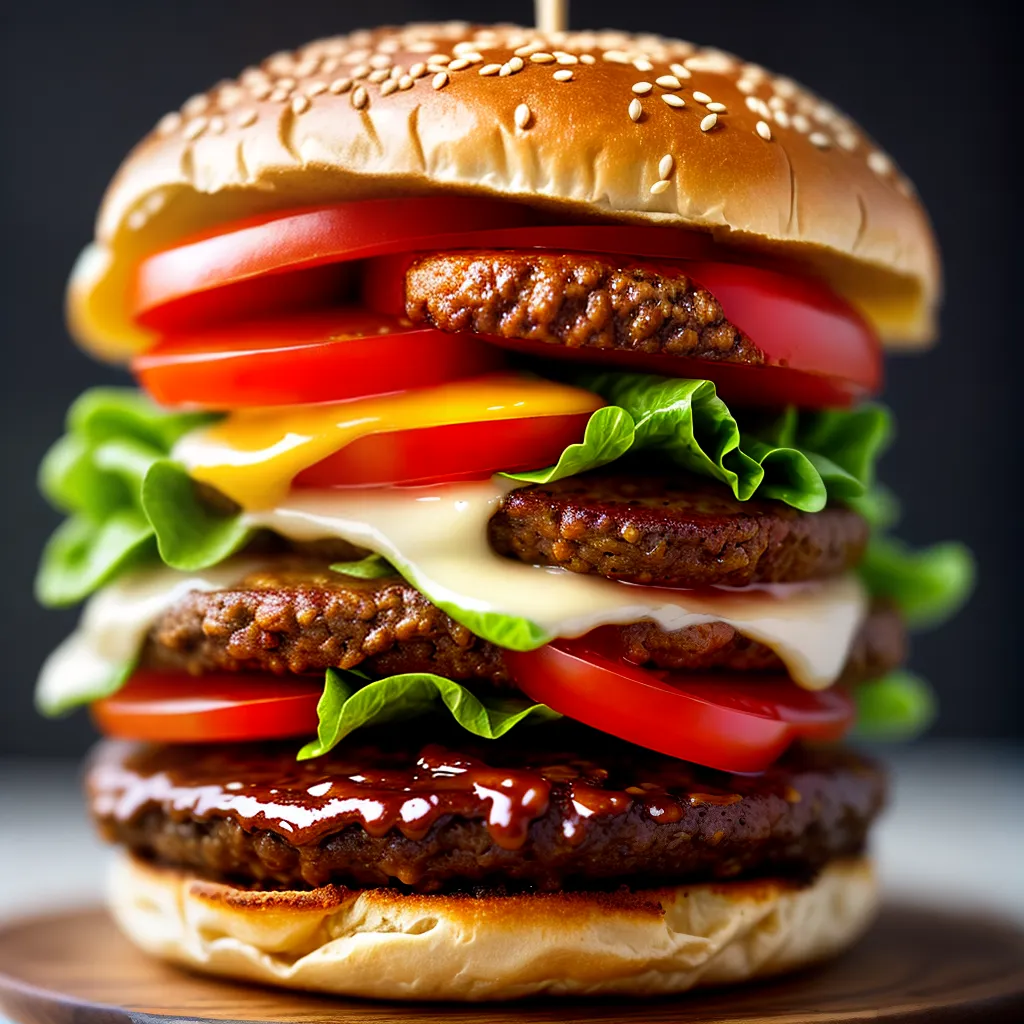 Sonhar com Hambúrgueres de Carne: Sabores e Simbolismos 3 Fotos hamburguer suculento queijo alface tomate 1