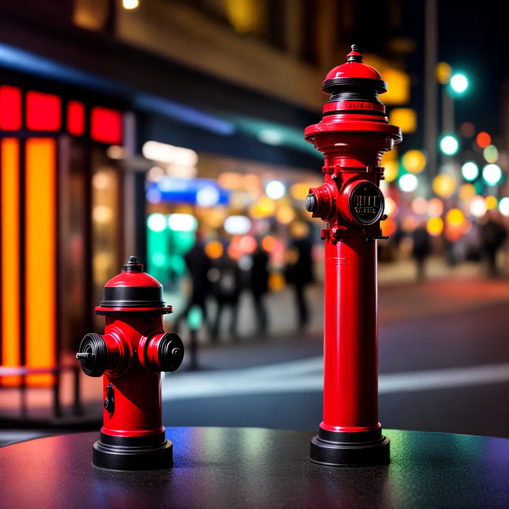 Fotos hidrante fogo noturno cidade vibrante