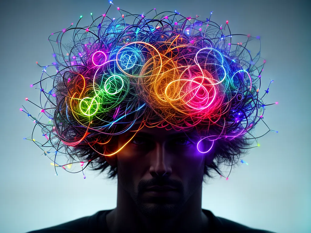 Fotos ilustracao cerebro colorido caminhos surreal