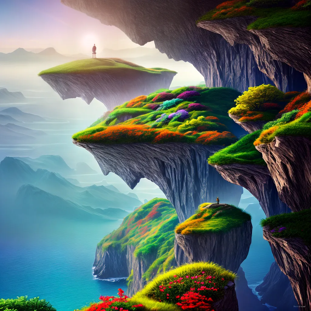 Fotos ilustracao sonhos ilhas coloridas misticas