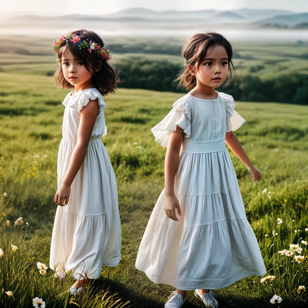 Fotos infancia campo vestido branco flores