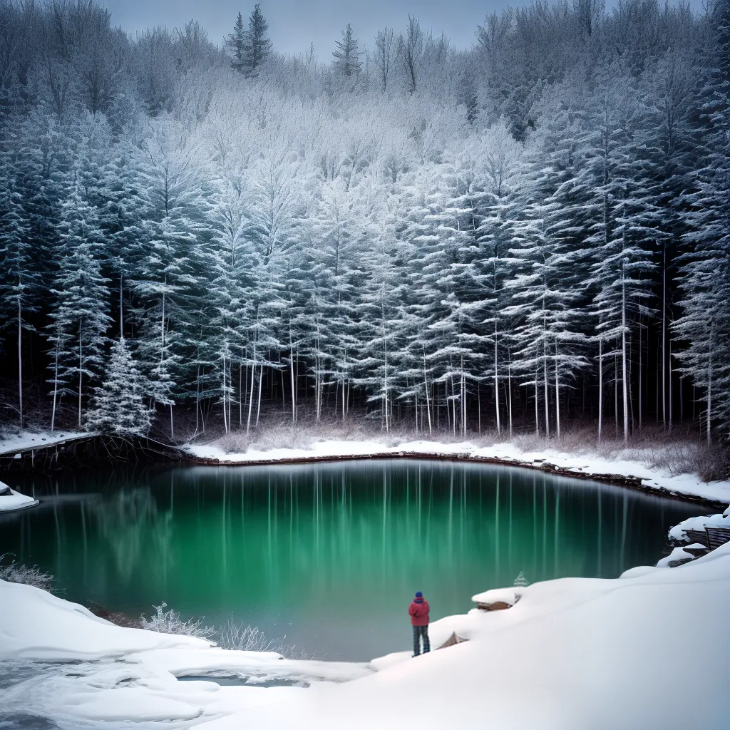 Fotos inverno lago congelado arvore neve