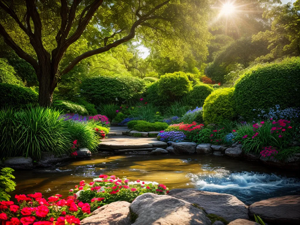 Sonhar com Jardins Exuberantes: Descubra o Significado dos Sonhos Floridos. 4 Fotos jardim colorido flores luz borboletas