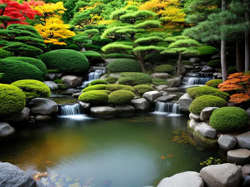 Fotos jardim japones outono bonsai lago caminho