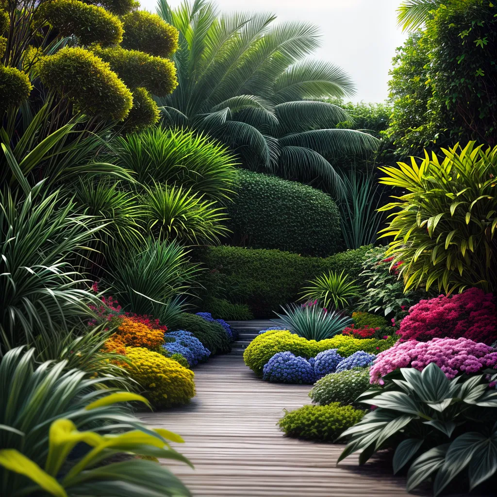Descubra o Fascinante Significado de Sonhar com Plantas Exóticas 2 Fotos jardim tropical exuberante folhagem colorida