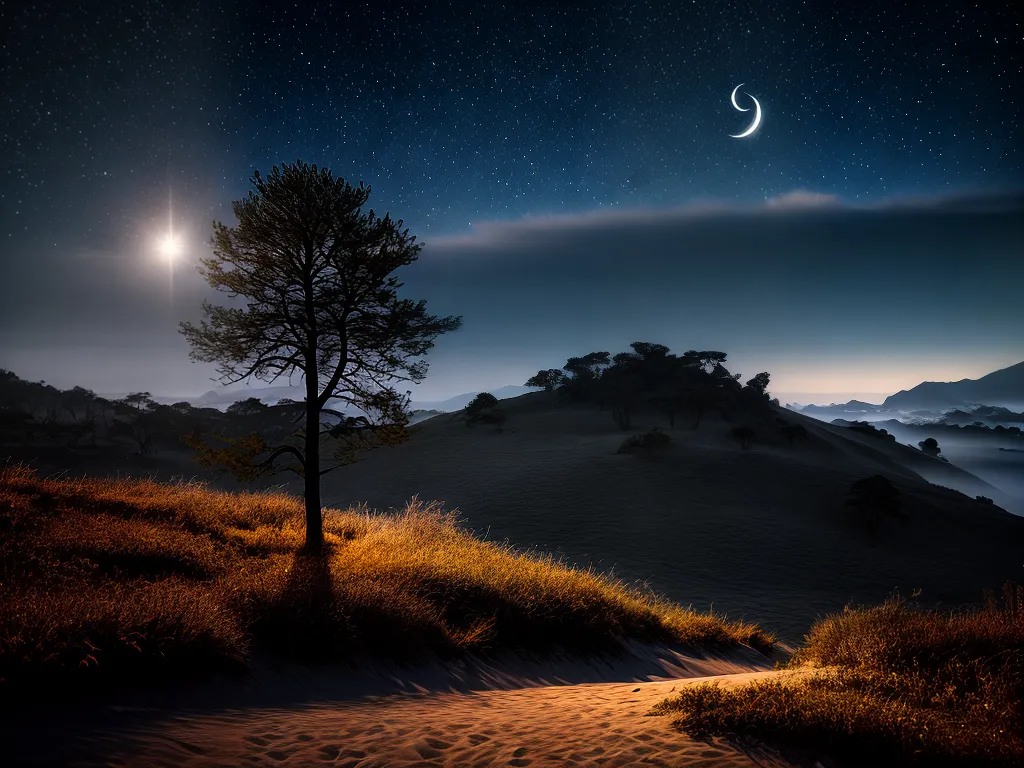 Fotos lua crescente ceu estrelado sonho