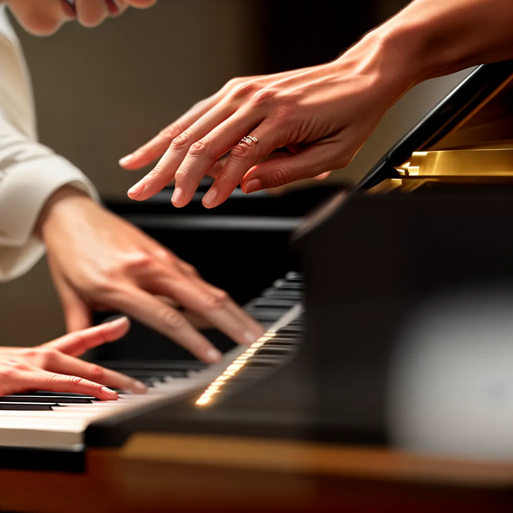 Fotos maos musicista piano iluminacao