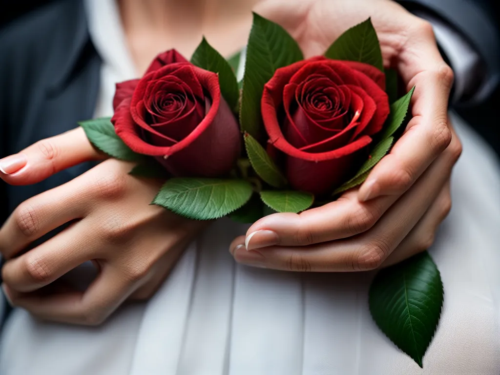 Sentidos 5 Fotos maos rosa vermelha toque fragrancia