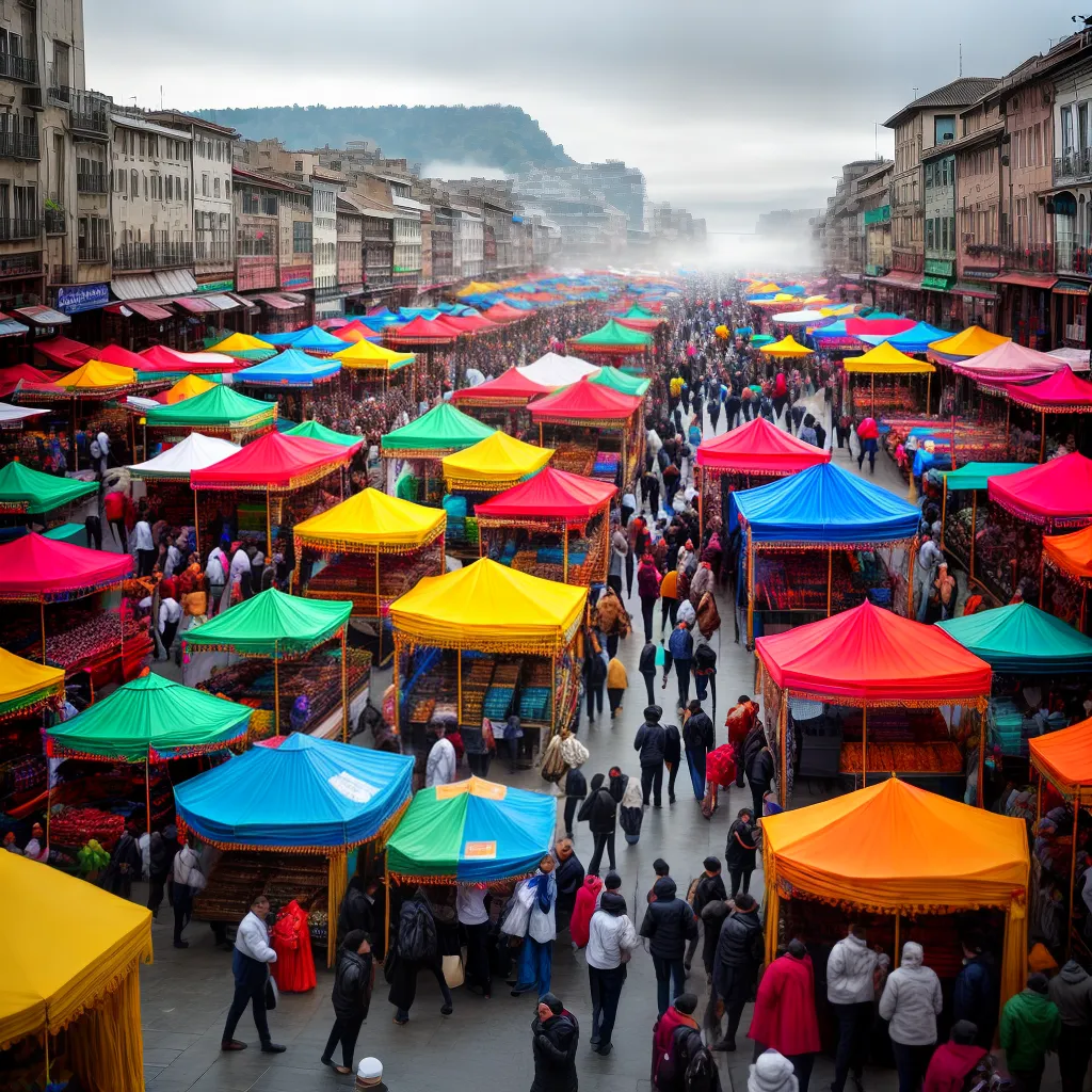 Fotos mercado animado vendedor generoso